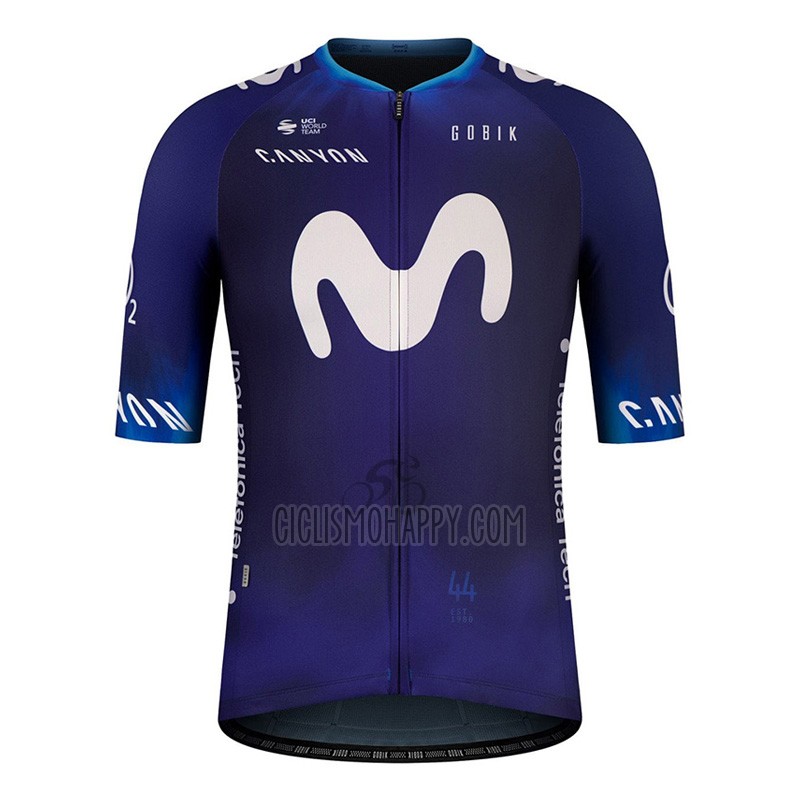Movistar Cycling Jersey Bib Short 2023 Short Sleeve Black Purple
